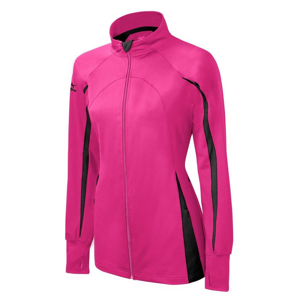 Damske Bundy Mizuno Elite 9 Focus Full-Zip Ruzove/Čierne Vypredaj OABH79281